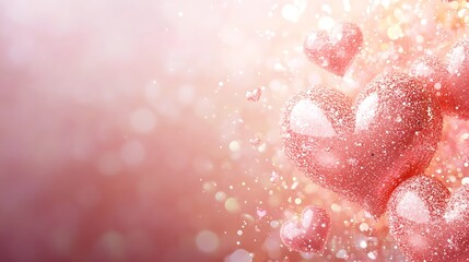 Sparkling Pink Hearts Valentine Background Image