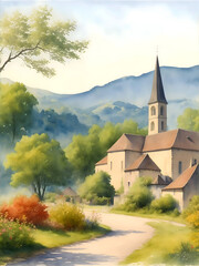 Saint-Étienne French Landscape Painting Illustration Art