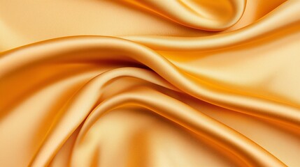 Obraz premium Shimmering orange satin fabric with soft, flowing folds, ideal for fashion, textiles, or interior design.