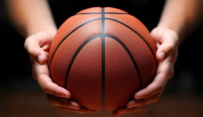 Fototapeta premium Holding a Basketball: The Grip, the Feel, the Game's Potential. Mastering Dribbling Techniques for Success.