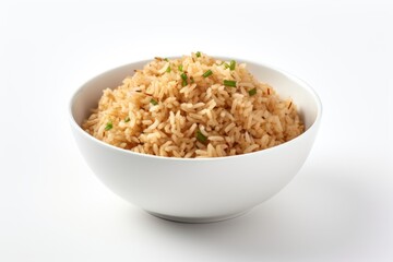 Rice food dish white background.
