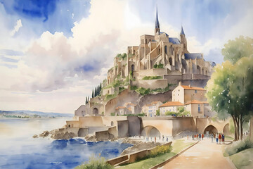 Tours French Landscape Painting Illustration Art
