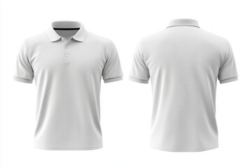 White polo shirt, front and back view, isolated on white background. (1)
