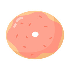 Pink glazed donut with sprinkles