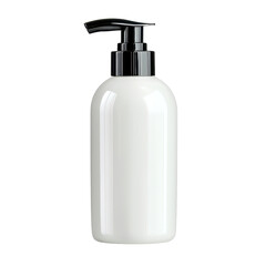 A modern white pump bottle for beauty or personal care products displayed elegantly. transparent background