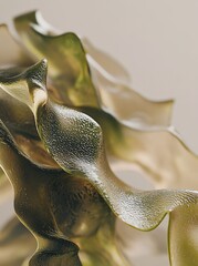 Close-up of green, translucent, wavy material.