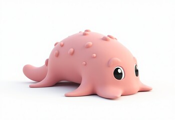 Whimsical 3D Cartoon Sea Cucumber Character on a White Background, Perfect for Children's Media and Educational Resources About Marine Life