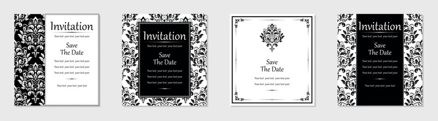 Set of abstract floral patterns. Vector seamless backgrounds. Perfect for invitations or announcements