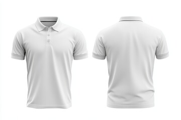 White polo shirt, front and back view, isolated on white background. (2)
