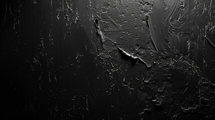 Fototapeta premium A textured black surface with rough strokes and a peeling corner