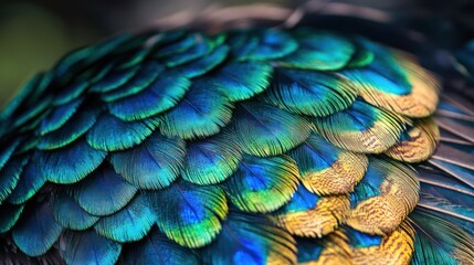 Obraz premium a peacock's vibrant blue and green feathers.