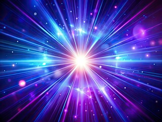 Fototapeta premium Purple Starburst: Futuristic Abstract Energy Beam, Glowing Blue Light Streaks, Radiant Design