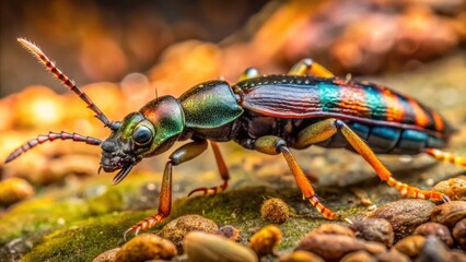Fototapeta premium Rove Beetle Paederus Fuscipes Macro Photography - High Depth of Field Insect Closeup
