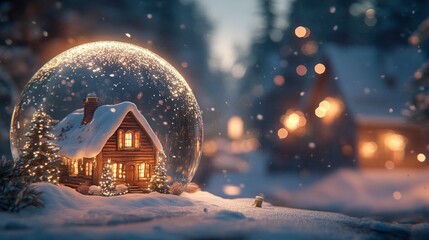 Enchanted Snow Globe: Cozy Cabin in Winter Wonderland
