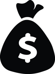 Finance icons. Business Icons, money signs. Money silhouette collection. . Moneybag or stash. black and white- stock vector