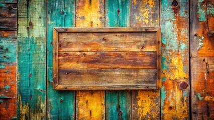 Rustic Wooden Notice Board, Retro Style, Vintage Signboard, Old Wood Texture, Grunge Background, Documentary Photography