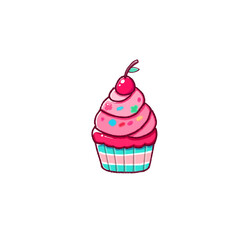 cupcake with cherry png transparent bg