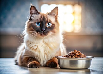 Siamese Cat IV Drip Food Photography: Adorable Pet Healing, Veterinary Care, Cat Health, Saline Solution, Feline Illness