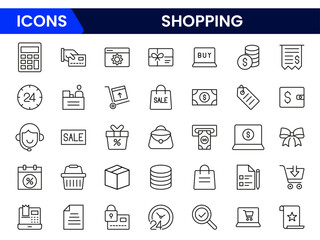Set of shopping cart icons. Collection of web icons for online store, from various cart icons in various shapes. Shopping outline icon set.