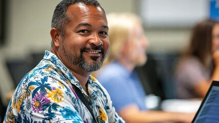 A man administrator guides educators on LMS integration, streamlining teaching tools to improve remote learning experiences for people