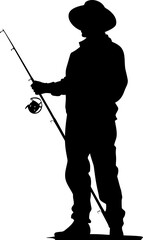 Obraz premium Fisherman fishing silhouette