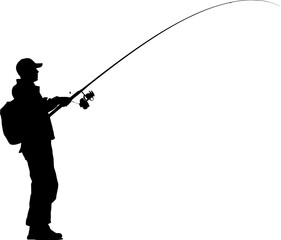 Obraz premium Fisherman fishing silhouette