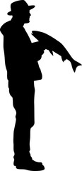 Fisherman fishing silhouette