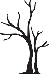 Bare Tree Silhouette Isolated on White Background