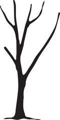 Bare Tree Silhouette Isolated on White Background