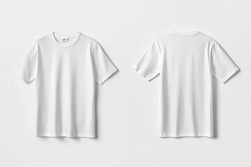 Front and back view of a plain white t-shirt on a white background.