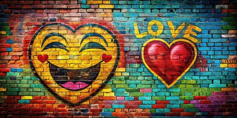 Fototapeta premium Urban Street Art Smile Love: T-Shirt Design Photography - Graffiti Art, Heart, Love Slogan