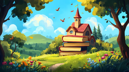 Educate and inspire with educational and school-themed backgrounds fostering a love for learning. Rainspire. Illustration