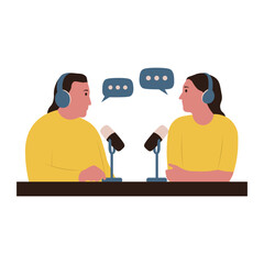 International Podcast Day. Vector Illustration in Cartoon Concept