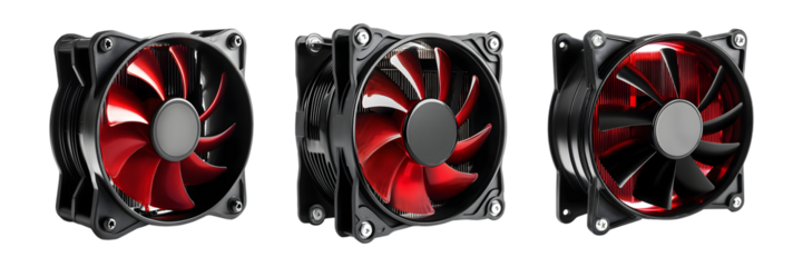 set of Computer Cooling Fans isolated on transparent background, cut out