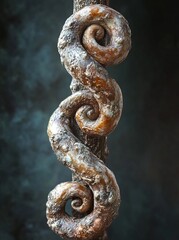 A close-up of a vine wrapped around a tree trunk, showcasing its intricate spiral patterns.