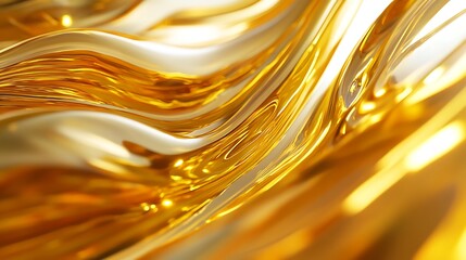 A close-up of flowing golden liquid with smooth, wavy textures.