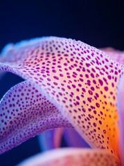 Close-up of a pink orchid petal with a spotted pattern.