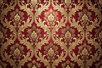 Victorian Baroque Elegant Beige Red Background Wallpaper, Vintage Pattern, Aesthetic Design, Decorative Art,  Ornate Design,  Floral Pattern,  Antique Style