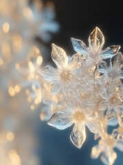 Delicate glass flowers with a soft, ethereal glow.