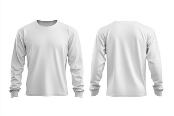 White long sleeve shirt mockup, front and back view.