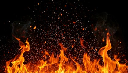 Obraz premium Background with fire sparks, embers and smoke. Overlay effect of burn