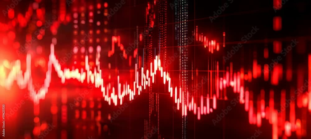 Aufkleber Finance crisis chart stock market business background. Diagram indicator shiny glow data visualization. Generative video AI technology.	
