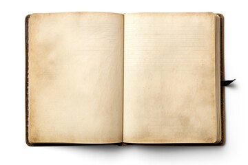 Vintage blank open notebook publication diary page.