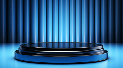 Blue round podium