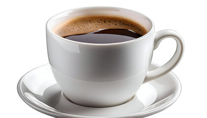 cup of coffee isolated on transparent background cutout ,A coffee cup with saucer, isolate on transparent background.png