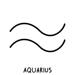 zodiac sign aquarius hand drawn black and white outline