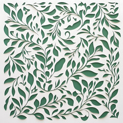 Fototapeta premium Tropical floral in paper art style and pastel color tropical green leaf paper cut concept design
