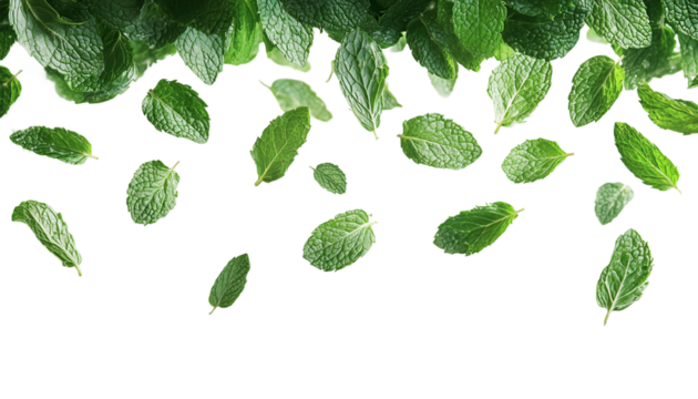 Falling mint leaves spearmint png
