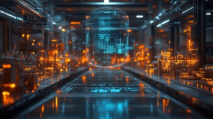 Fototapeta premium Futuristic Digital Factory: A Glimpse into Tomorrow's Tech