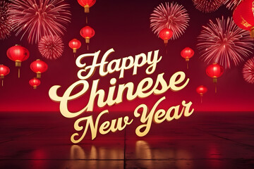 Happy Chinese new year Background and beautiful template with fireworks and lantherns